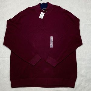 Clubroom Mens Burgundy Quarter-Zip Pullover Sweater Size XXL